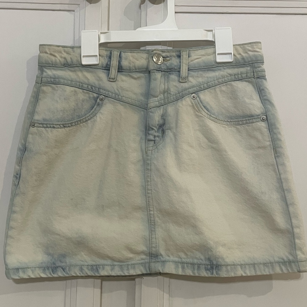 Aeropostale High Rise Denim Jean Light Wash Mini Skirt Size 4‎